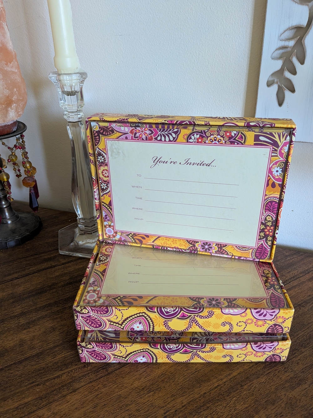 Vera Bradley Yellow Purple Paisley Invitation Cards